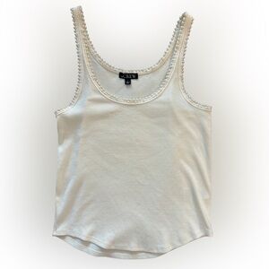 J. Crew Pearl lined White Ribbed Tank Top